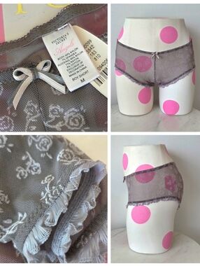 Victoria's Secret Angels VTG Nylon Rayon Floral Mesh Boyshort Panty NWT Ruffle